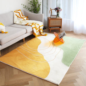 Simple and Fresh Style Rugs Yellow Green Printed Imitation Cashmere Carpets For Living Room Bedroom Bedside