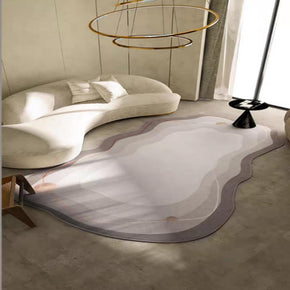 Off-white Gradient Irregular Shape Faux Cashmere Shaggy Comfy Area Rugs For Living Room Bedroom Bedside Carpet