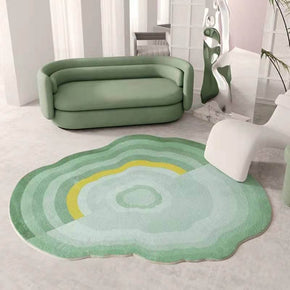 Creative Irregular Green Clouds Shaped Faux Cashmere Shaggy Comfy Area Rugs For Living Room Bedroom Bedside Carpet