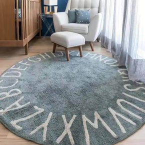 Ink Green Round Letters Pattern Faux Cashmere Shaggy Area Rugs For Living Room Bedroom Kids Room Bedside Carpet