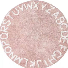 Pink Round Letters Pattern Faux Cashmere Shaggy Area Rugs For Living Room Bedroom Kids Room Bedside Carpet