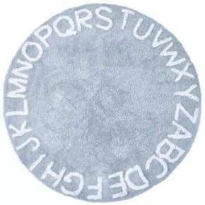 Sky Blue Round Letters Pattern Faux Cashmere Shaggy Area Rugs For Living Room Bedroom Kids Room Bedside Carpet
