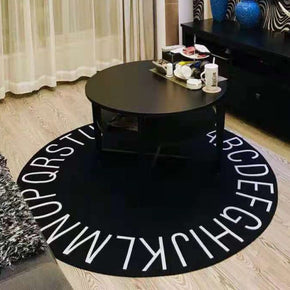 Black Round Letters Pattern Faux Cashmere Shaggy Area Rugs For Living Room Bedroom Kids Room Bedside Carpet