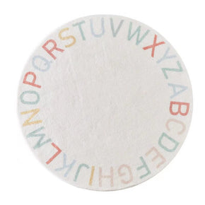 White Round Colorful Letters Pattern Faux Cashmere Shaggy Area Rugs For Living Room Bedroom Kids Room Bedside Carpet