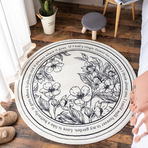 Light Luxury and Simple Flowers Pattern Round Faux Cashmere Shaggy Area Rugs For Living Room Bedroom Kids Room Bedside Carpet