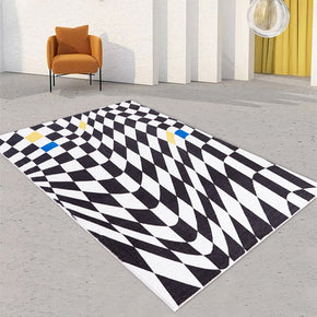 Fun Twisted Checkerboard Pattern Artificial Cashmere Material Soft Rugs For Living Room Bedroom Hall Bedside