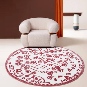 Soft Red Cute Round Carpets Artificial Cashmere Material Rugs For Living Room Bedroom Hall Bedside