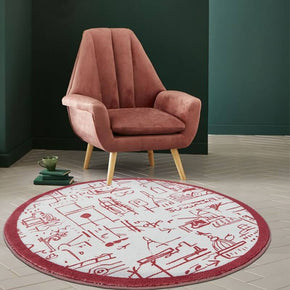 Simple Pattern Soft Red Round Carpets Artificial Cashmere Material Rugs For Living Room Bedroom Hall Bedside