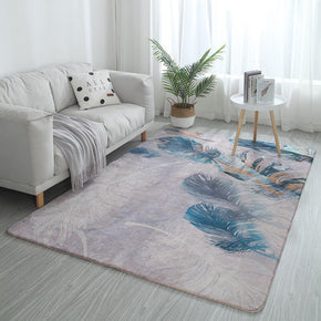 Good-looking Feathers Pattern Faux Cashmere Shaggy Comfy Area Rugs For Living Room Bedroom Bedside Carpet