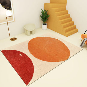 Minimalist Orange Red Geometric Pattern Faux Cashmere Shaggy Comfy Area Rugs For Living Room Bedroom Bedside Carpet