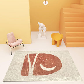 Moon Stars Pattern Faux Cashmere Shaggy Comfy Area Rugs For Living Room Bedroom Bedside Carpet