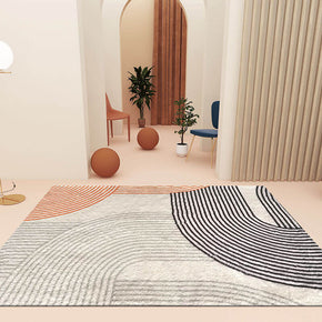 05 Light Luxury Lines Geometric Pattern Faux Cashmere Shaggy Comfy Area Rugs For Living Room Bedroom Bedside Carpet