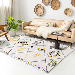 Colorful Moroccan Geometric Pattern Faux Cashmere Shaggy Area Rugs For Bedroom Living Room Office