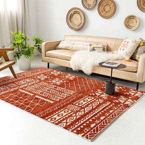 Red Moroccan Geometric Pattern Faux Cashmere Shaggy Area Rugs For Bedroom Living Room Office