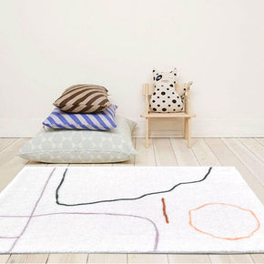 White Funny Abstract Sketch Patterned Faux Cashmere Carpets Area Rugs For Bedroom Hall Office Living Room