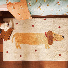 Cartoon Dog Faux Cashmere Carpets Area Rugs For Bedroom Hall Office Living Room
