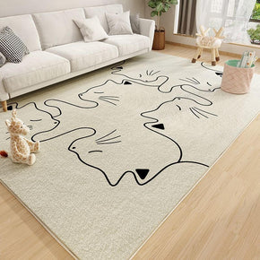 Simple Cartoon Animals Faux Cashmere Carpets Area Rugs For Bedroom Hall Office Living Room
