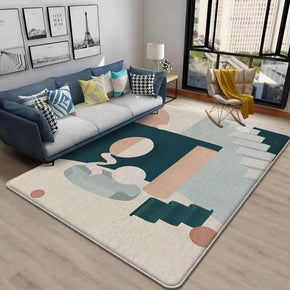 Multi-color Stitching Geometric Pattern Faux Cashmere Shaggy Area Rugs For Living Room Bedroom Bedside Carpets