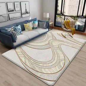 Curved Stripes Pattern Faux Cashmere Shaggy Area Rugs For Living Room Bedroom Bedside Carpets