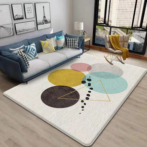 Multicolor Round Pattern Faux Cashmere Shaggy Area Rugs For Living Room Bedroom Bedside Carpets