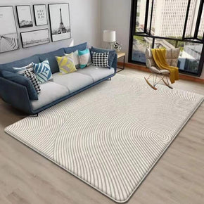 Grey Curved Lines Pattern Faux Cashmere Shaggy Area Rugs For Living Room Bedroom Bedside Carpets