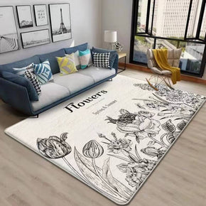 Flowers Pattern Faux Cashmere Shaggy Area Rugs For Living Room Bedroom Bedside Carpets