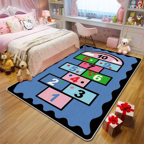 Cartoon Numbers Pattern Faux Cashmere Shaggy Area Rugs For Kids Room Bedroom Bedside Carpets