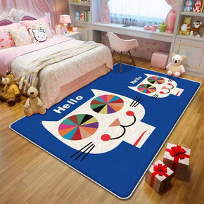 Cartoon Cats Pattern Faux Cashmere Shaggy Area Rugs For Kids Room Bedroom Bedside Carpets