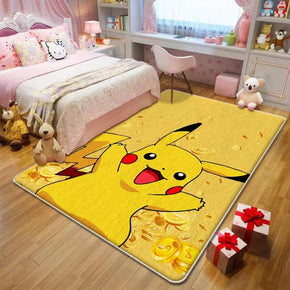 Cute Yellow Animal Pattern Faux Cashmere Shaggy Area Rugs For Kids Room Bedroom Bedside Carpets