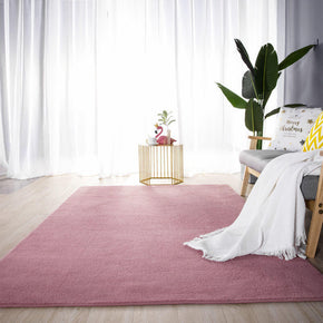Cherry Blossom Pink Simple Faux Cashmere Shaggy Area Rugs For Living Room Bedroom Bedside Carpets