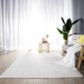 White Simple Faux Cashmere Shaggy Area Rugs For Living Room Bedroom Bedside Carpets