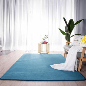Blue Simple Faux Cashmere Shaggy Area Rugs For Living Room Bedroom Bedside Carpets