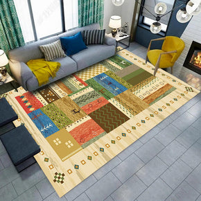 Splicing Pastoral Style Pattern Faux Cashmere Shaggy Area Rugs For Bedroom Living Room Bedside Office Carpets 01