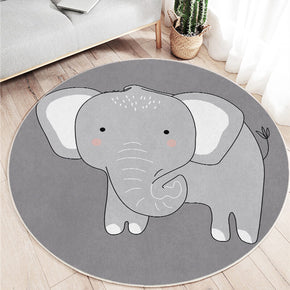 Lovely Cartoon Elephant Pattern Round Faux Cashmere Shaggy Area Rugs For Bedroom Kids Room Bedside Carpets