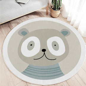 Cartoon Bear Pattern Round Faux Cashmere Shaggy Area Rugs For Bedroom Kids Room Bedside Carpets