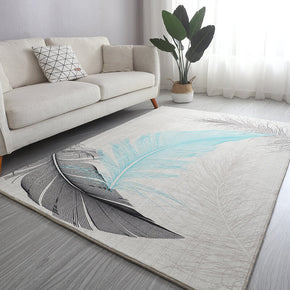 Modern Multicolor Feathers Printed Imitation Cashmere Area Rugs For Living Room Bedroom Hall Office