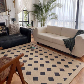 Geometric Square Pattern Rugs Simplicity Soft Faux Cashmere Carpets for Bedroom Living Room Hall