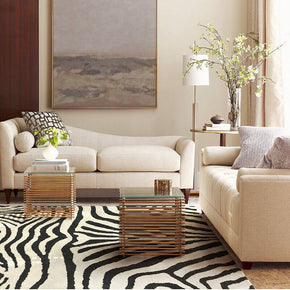 Black and White Zebra Texture Soft Faux Cashmere Carpets for Bedroom Living Room Hall