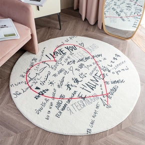 Multilingual Love Letters Pattern Round Faux Cashmere Shaggy Area Rugs For Living Bedroom Bedside Carpets