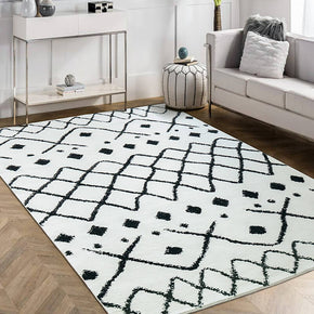 Black Morocco Pattern Faux Cashmere Soft Shaggy Area Rug Carpets For Living Room Bedroom Hall Office
