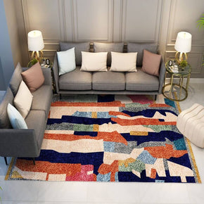 Multi-coloured Abstract Striped Faux Cashmere Area Rugs Hall Living Room and Office Carpets