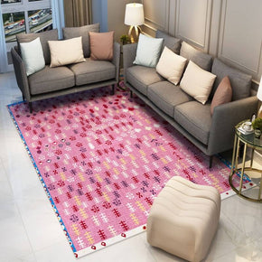 Cute Pink Modern Pattern Faux Cashmere Area Rugs Living Room Office and Hall Carpets