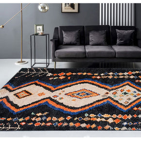Moroccan Black Pattern Faux Cashmere Area Rugs Living Room Office and Hall Carpets