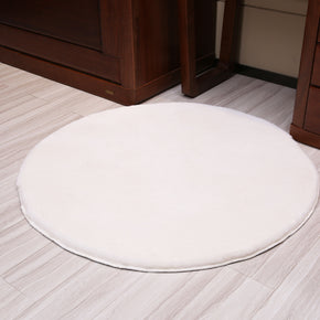 White Round Faux Rabbit Fur Solid Colour Shaggy Comfy Rugs For Living Room Nursery Bedroom Bedside Rugs Floor Mats