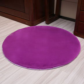 Purple Round Faux Rabbit Fur Shaggy Soft Plain Rugs For Living Room Nursery Bedroom Bedside Rugs Floor Mats