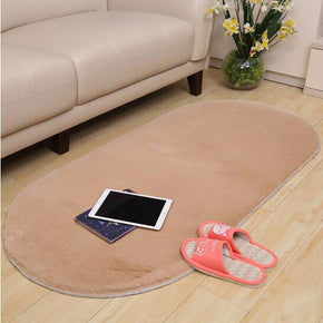 Oval Champagne Comfy Faux Rabbit Fur Soft Shaggy Rugs For Living Room Nursery Bedroom Bedside Rugs Floor Mats
