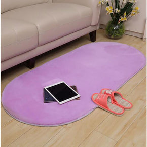 Oval Purple Faux Rabbit Fur Plush Soft Shaggy Rugs For Living Room Nursery Bedroom Bedside Rugs Floor Mats
