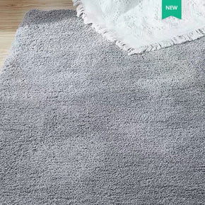 Silver Gray Plain Quality Soft Cotton Rug Carpet For Living Room Bedroom Kids Room Hall Area