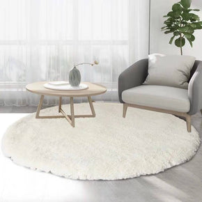 White Solid Colour Round Rugs Pattern Carpets For Living Room Bedroom Hall