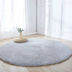 Silverygray Solid Colour Round Rugs Pattern Carpets For Living Room Bedroom Hall